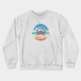 St. Augustine, Florida, with Stone Crab on Beach Crewneck Sweatshirt